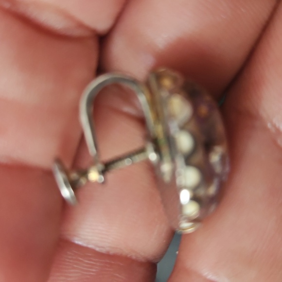 Vintage Embedded FlowersJewelry Set with Purple and Gold Accents Earing & brooch - Picture 9 of 9